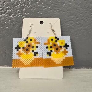 Sunflowers Van Gogh Perler Bead Earrings